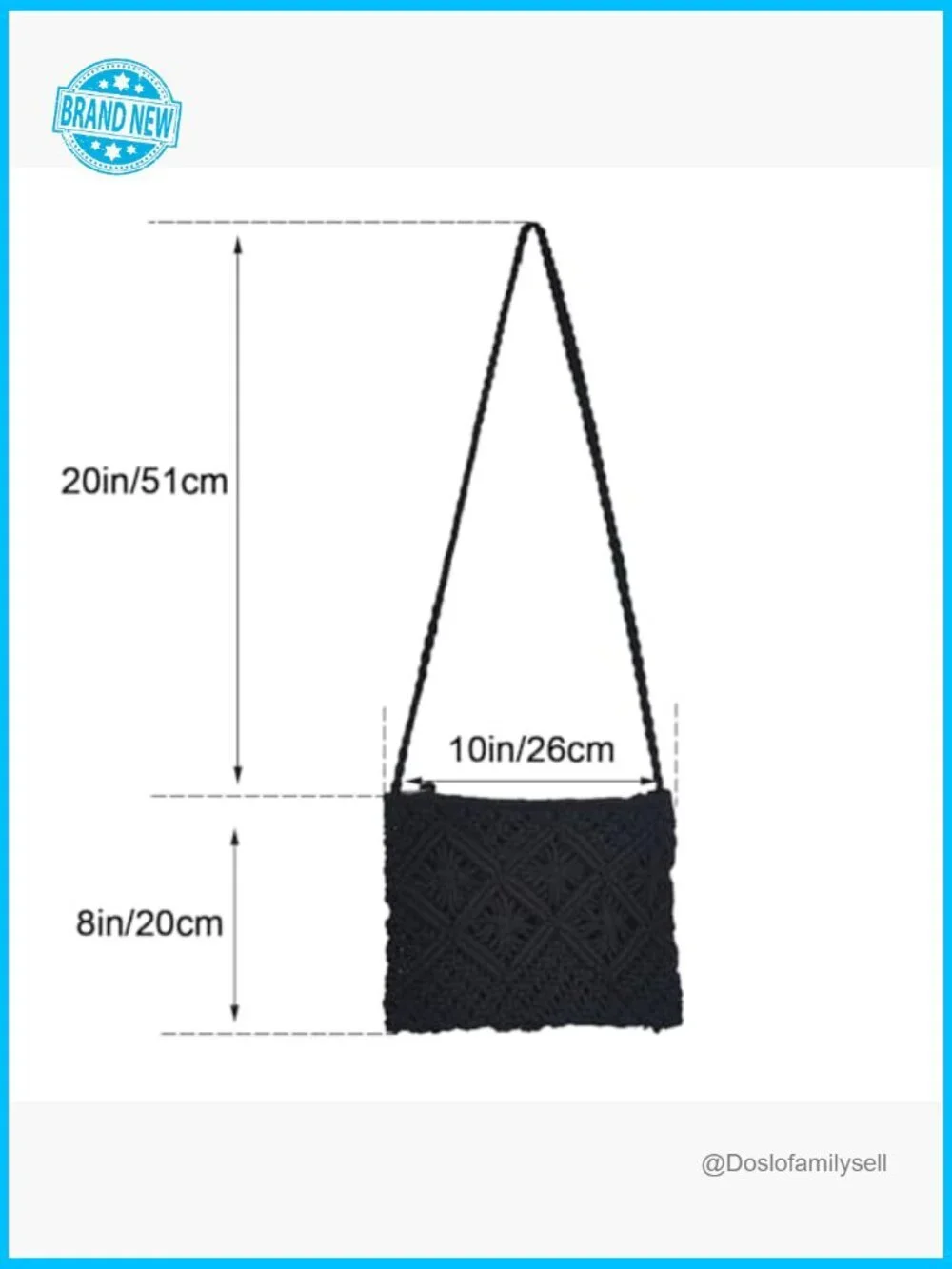 Boho Crochet Crossbody Bag Summer Beach Travel Clutch Handwoven Rectangle Purse